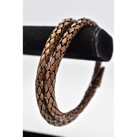 Vintage Snake Armband Armlet Wrap Bracelet Brown Mesh Rhinestone Head Coil BinO - Picture 5 of 12